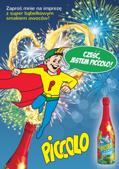 Cześć, jestem Piccolo – superbohater dziecięcych imprez! BIZNES, Media i PR - W gorącym świąteczno-karnawałowym sezonie Piccolo przybiera postać superbohatera i dołącza do dzieci na wszystkich imprezach z super bąbelkowym smakiem owoców.