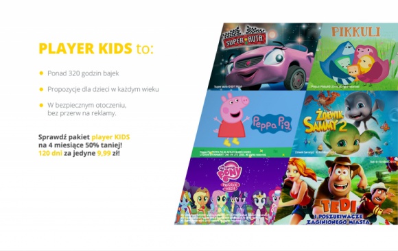 Bajkowe wakacje z player.pl BIZNES, Media i PR - Z okazji nadchodzących wakacji, player.pl przygotował specjalną ofertę dla najmłodszych. Od teraz ponad 60 animowanych produkcji i aż 320 godzin materiałów wideo bez przerw na reklamy dostępne będzie za jedyne 9,99 zł przez 4 miesiące w pakiecie player KIDS.