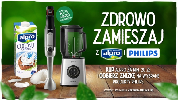 Zdrowo zamieszaj z Alpro i Philips – nowa realizacja NAV agency i Mint Media BIZNES, Media i PR - Już 16.09.2019 rusza promocja marki Alpro we współpracy z Philips Polska pod hasłem „Zdrowo zamieszaj z Alpro i Philips”. W promocji klienci mogą odebrać vouchery do wykorzystania na wybrane produkty Philips na philips.pl/sklep.