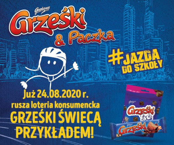 „Grześki świecą przykładem” w loterii z okazji powrotu do szkoły BIZNES, Media i PR - Świecące buty i sznurówki, a w wielkim finale rowery z oświetleniem – oto nagrody w ogólnopolskiej loterii marki Grześki, która startuje 24 sierpnia br. Akcja, adresowana głównie do młodszych konsumentów, wspiera sprzedaż w kluczowym okresie „powrotu do szkoły”.
