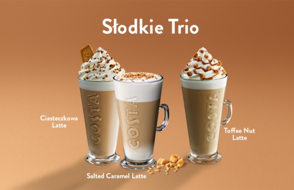 Deserowe trio kawowe Costa Coffee na pyszną osłodę każdego dnia Handel, BIZNES - W ostatnie tygodnie zimy warto sięgnąć po prawdziwie pyszny zastrzyk rozgrzewającej słodyczy i energii.